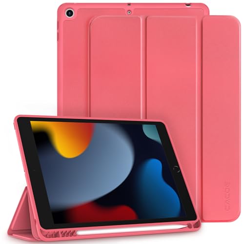 Cover Custodia Compatibile con iPad 8a Generazione 7a Gen 2019 Leggero Protettivo Supporto Pieghevole con Pencil Holder per iPad 10.2 Auto rosso
