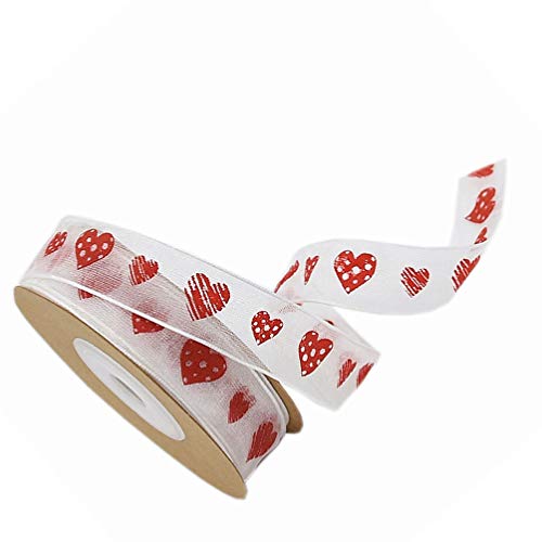 Minkissy 1 Roll of 10M Valentines Day Gift Ribbons Heart Printed Ribbon for Wedding Valentines Day Gift Wrapping DIY Crafts (Pattern 6) - Image 2