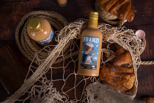 Franzi/Franzbrötchen Likör / 500 ml / 15% Vol. / Samtig weicher Sahnelikör/Geschmack von Zimt & karamellisiertem Zucker/Franzbrötchengenuss ganz ohne Krümel