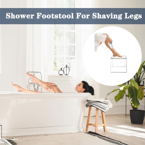Taburete de ducha acrílico impermeable y transparente con diseño moderno sin respaldo 8