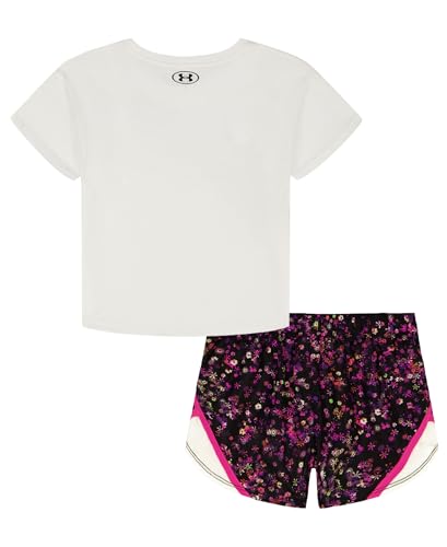 Image of Under Armour Girls' 2-piece Short Sleeve Tee and Shorts Set, Lightweight and Comfortable