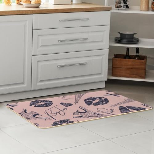 2 alfombrillas de cocina con diseño de la torre Eiffel, base antideslizante y lavable 7
