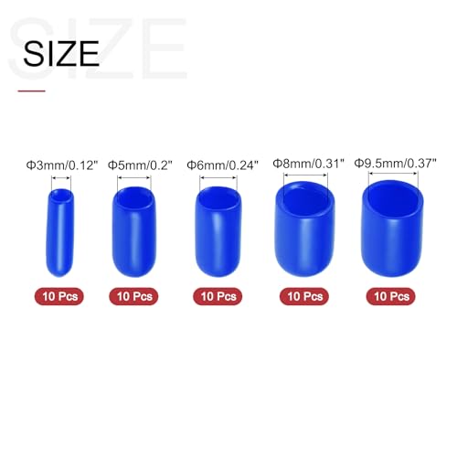 Protectores de rosca de vinilo azul uxcell con 50 tapas redondas de goma 3