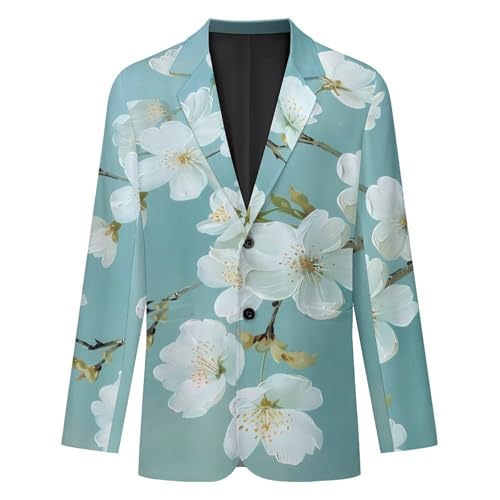 Cherry Flower Branch Mens Casual Blazer Button Suit Jacket Lightweight Sport Coat for Work Business4