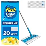Flash Speedmop Wet Mop Floor Cleaner Starter Kit For Cleaning Floors, Includes: 1 Mop, 20 Wet Refills