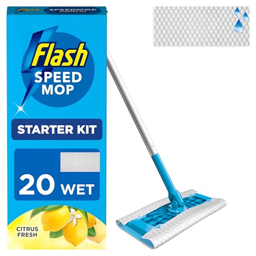 Flash Speedmop Floor Cleaner Starter Kit for Cleaning Floors with Dirt-Lifting Action (1 Mop, x Wet Floor Refills)