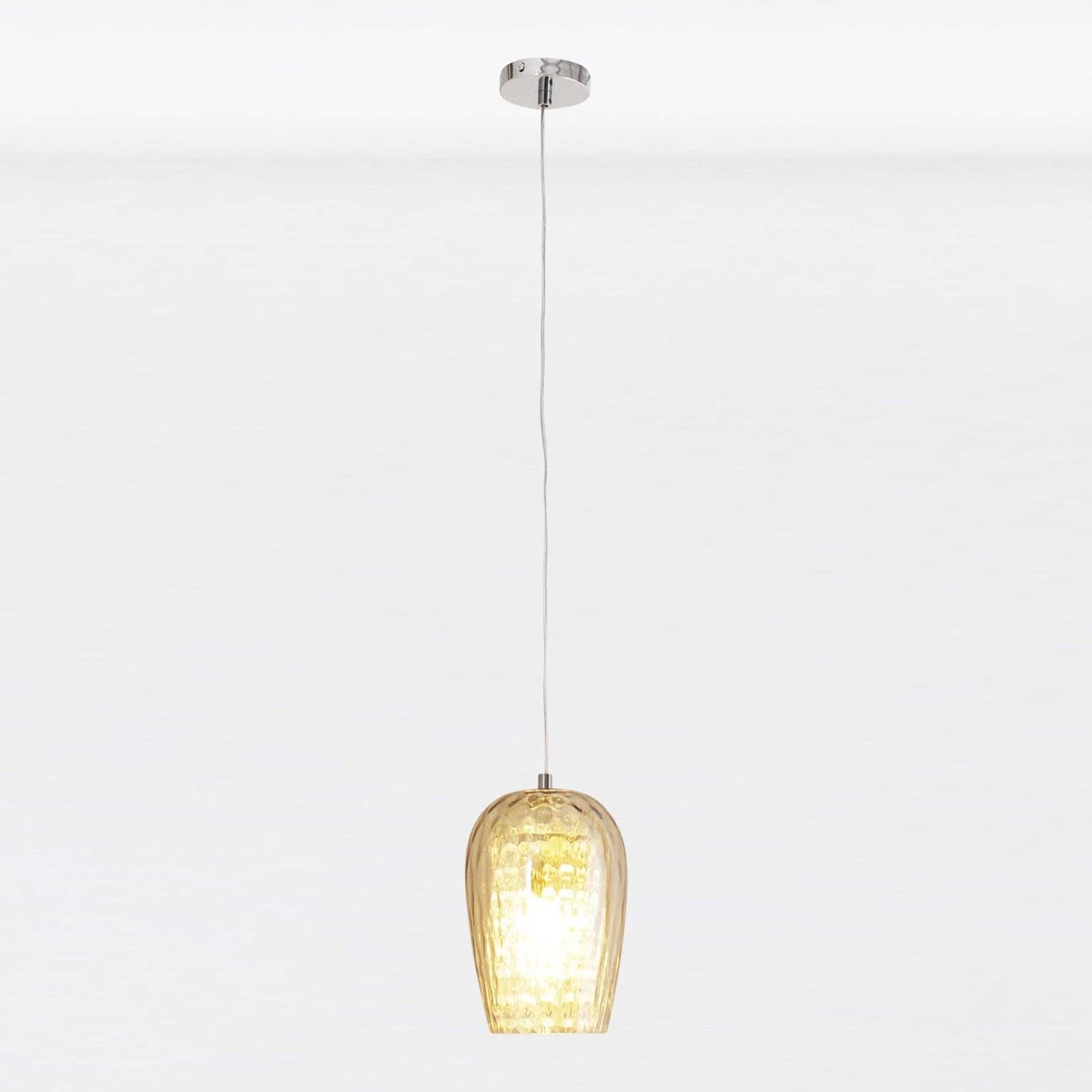 First Choice Lighting Dimpled Glass & Jewelled Pendant Light - Silver