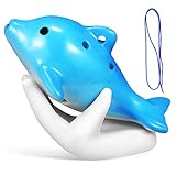 Ocarina en forme de dauphin : cet instrument ocarina dauphin en céramique est livré avec un livre en anglais, facile à apprendre, instrument ocarina