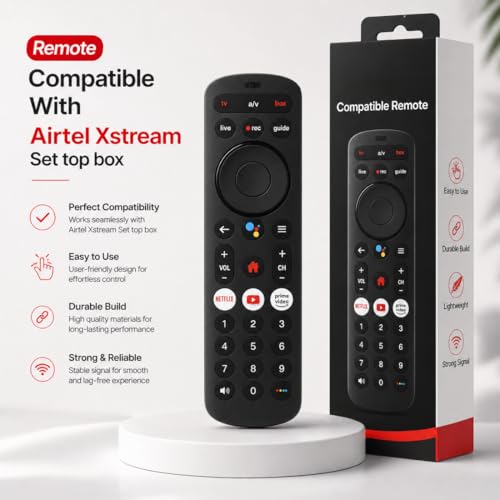 Image of Supreme E-Commerce Remote Control Compatible for Airtel Xstream Set Top Box HD & SD with Non Voice Function with Netflix YouTube (Please Match Old Remote Before Order)