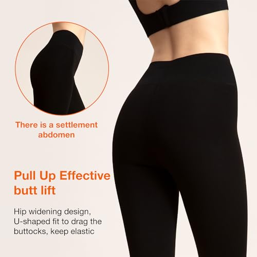 Image of Fleece Lined Opaque Tights Women 1200D Regular /Plus Size Leggings Warm Thermal Tights, 1 Pair (F-Black-Regular)