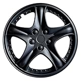 AUTOZOCO - Tapacubos universales diseño Luxe ABS Resistente (4 uds) - Llantas - Ruedas - Resistente - Fabricado en ABS - 15 Pulgadas, Negros