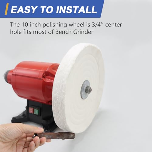 Image of SCOTTCHEN 10 inch Buffing Polishing Wheel Extra Thick Fine Cotton (70 Ply) for Bench Grinder with 3 /4 inch Arbor Hole-1 Pack