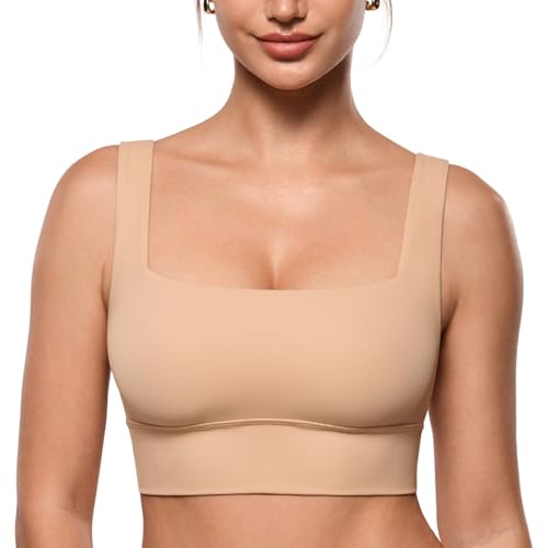 Image of INLYRIC Women's Inbarely Outwear Longline Square Neck Bralette Supportive Unlined No Underwire Yoga Sports Bra