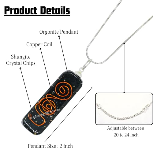 Amazing Gemstone Shungite Orgone Healing Pendant Necklace for Protection for Men Women with Adjustable Cord2