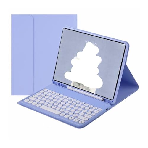 Teclado QWERTY de teclas redondas con funda para iPad Pro 11 universal YSJX morado