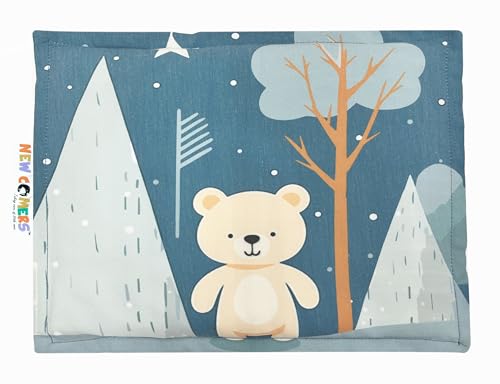 Image of NEW COMERS Kids Mustard Seed Pillow with Cotton Fabric, 1 to 5 Years Kids Pillows, Animal /Cartoon Prints, Rai Pillow for Sleep, Bed Set, Head Shaping, Neck Support-20 x 28 cm-252