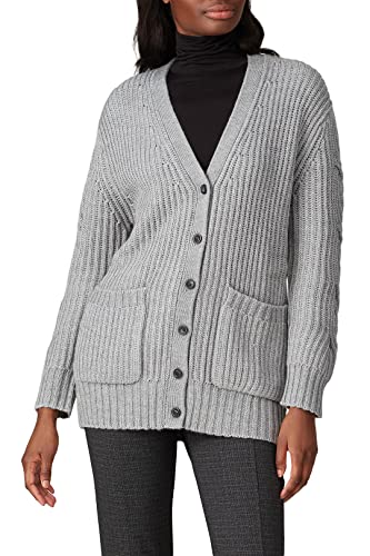 Women's Grey Cable Knit Cardigan3