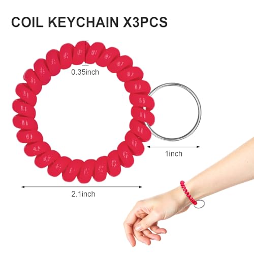 Image of TENOC Spiral Coil Keychain, Anti-lost Key Chain Holder Lanyard Cord for Sauna Outdoor Sports and Gym Pool