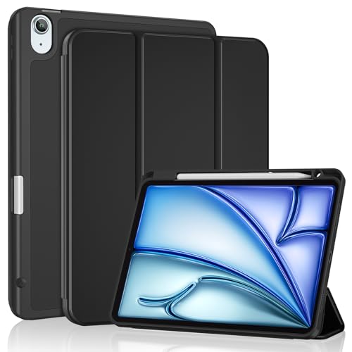 ProCase for iPad Air 11 Inch Case M3(2025) / M2(2024), iPad Air 5th Generation 2022/Air 4th Generation 2020 10.9 Inch with Pencil Holder Trifold Stand Smart Folio with Soft TPU Back Cover -Black
