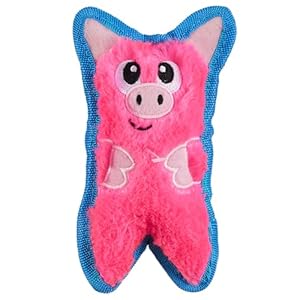 Outward Hound Durablez Tough Plush Squeaky Dog Toy, Pig, Pink, XS
