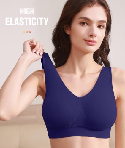 Image of BESTENA Sports Bras for Women, Seamless Comfortable Yoga Bra with Removable Pads | Wide Straps, Medium Support, Wireless, Sleep, Everyday Bra, Super Soft