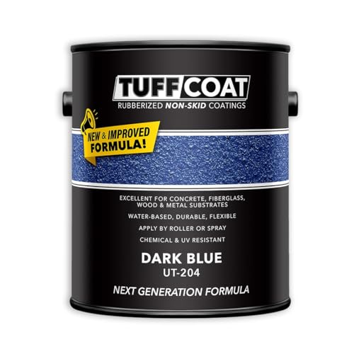 Image of Tuff Coat Medium Texture Rubberized Non-Skid Deck Coating - Textured Non-Slip Safety Surface for Pool Decks, Docks, Boat Ramps, Patios, Walkways & High-Traffic Areas (UT-204 Dark Blue 1-gallon)
