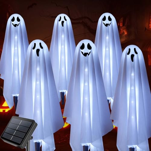 Homeleo Set von 6 kürbis solarlampen für HalloweenDeko Outdoor, Garten, Wetterfest, Patio, Rasen, Zaun, Veranda, Balkon – Ansicht 1