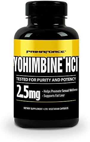 PrimaForce Yohimbine HCl 2.5mg, 270 Capsules - Premium Supplement, Boosts Performance, Zero Fillers, Non-GMO and Gluten Free
