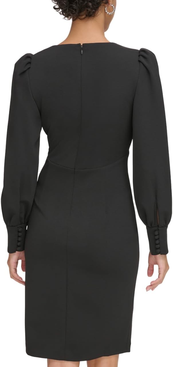 Calvin Klein Women's Long Balloon Sleeve V-Neck Mini Sheath Dress
