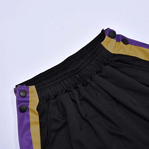 Generic Men's Tear Basketball Pants Casual High Split Snap Button Cotton Post- Sweatpants with Pockets4