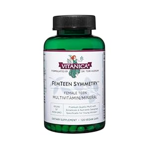 Vitanica FemTeen Symmetry, Vitamins for Teens Daily Multivitamin, Vegan, 120 Capsules