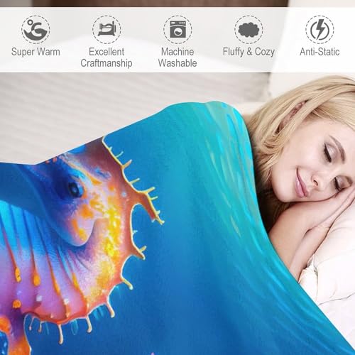 Couverture hippocampe flannel douce et chaude pour canapé 130x180cm