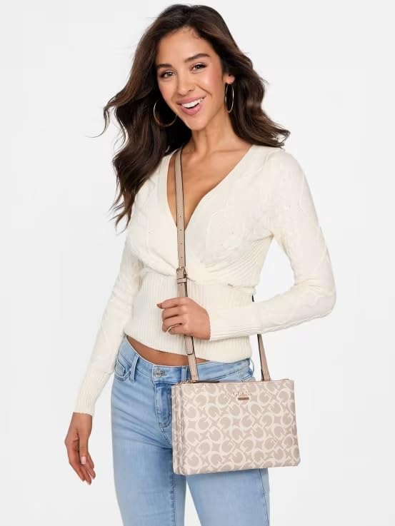 GUESS Factory Women's Akir Triple Compartment Logo Crossbody2