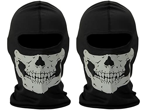 Nuoxinus 2 Pack Balaclava Black Ghosts Skull Full Face Mask For Men Women Cosplay Party Halloween Motorcycle Bike Cycling Outdoor Skateboard Hiking Skiing Snowmobile Snowboard #TOP6