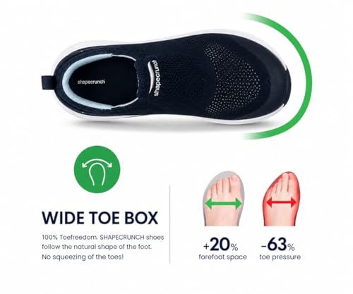Image of SHAPECRUNCH ArchWalk Men /Women Slip-On Sneakers, Navy Blue, Mesh Upper, Arch Support, Cushioned, Lightweight Walking Shoes