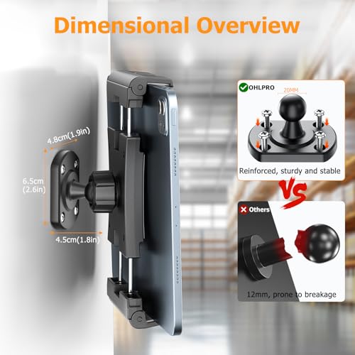 Image of OHLPRO Tablet Wall Mount Holder, 360 Rotating iPad Wall Mount Holder with Drill Screw Base,Compatible with 4.7 inch-12.9 inch Devices Including iPad Pro, Mini, Air, Samsung, Kindle, Galaxy Tab