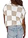Saodimallsu Womens Cap Sleeve Crop Tops Summer Color Block Going Out Crew Neck Knit Trendy Casual Sweater