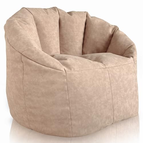 Aiire Sillon Puff Salon de Lujo - [85x85x75] Sofa Puf Moderno en Polipiel Premium - Puffs con Relleno Incluido para Adultos o Decoracion Habitacion Juvenil - Bean Bag Chair Infantil XXL Arena