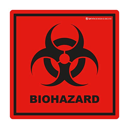 Image of Biohazard Stickers- 5.5 inch x 5.5 inch Biohazard Labels (Pack of 10) - UV Coated Label- Biohazard Warning Sign for Labs, Hospitals and Industrial Use Universal Biohazard Symbol by Ignixia (10)
