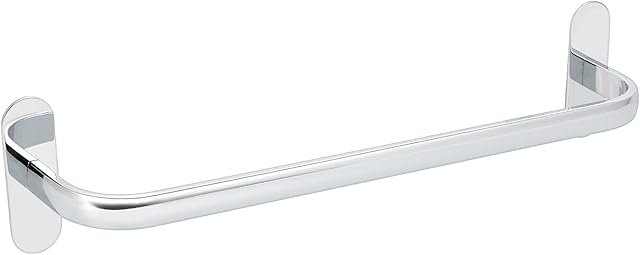 Januts 40CM Towel Rail No-drilling Towel Holder Stainless Steel Shower Rail Nail-free Glue Wall Mounted Clothes Rail Bathroom Kitchen Single Rod Towel Rack with a Screwdriver and Auxiliary Sticker