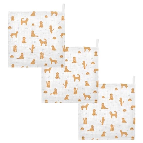 Image of vvfelixl Baby Cotton Washcloths Labradoodle Dog Infants Bath Towel for Unisex Puppy Face Towels for Newborn, Natural Baby Wipes Delicate Skin, 11.8 X 11.8 inch, one sizex3