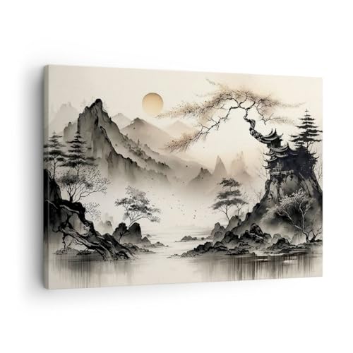Bilder auf Leinwand Asien Japan Sicht Leinwandbild mit Rahmen 70x50cm...