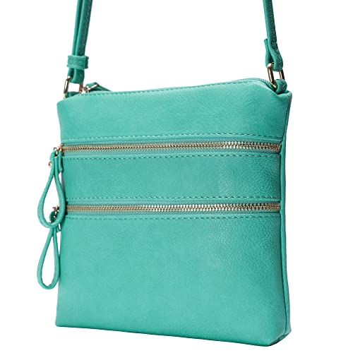 Image of Solene Small Multi Zipper Pocket Crossbody Bag with Adjustable Strap, Lightweight Travel Purse, Daily Small Messenger Pouch