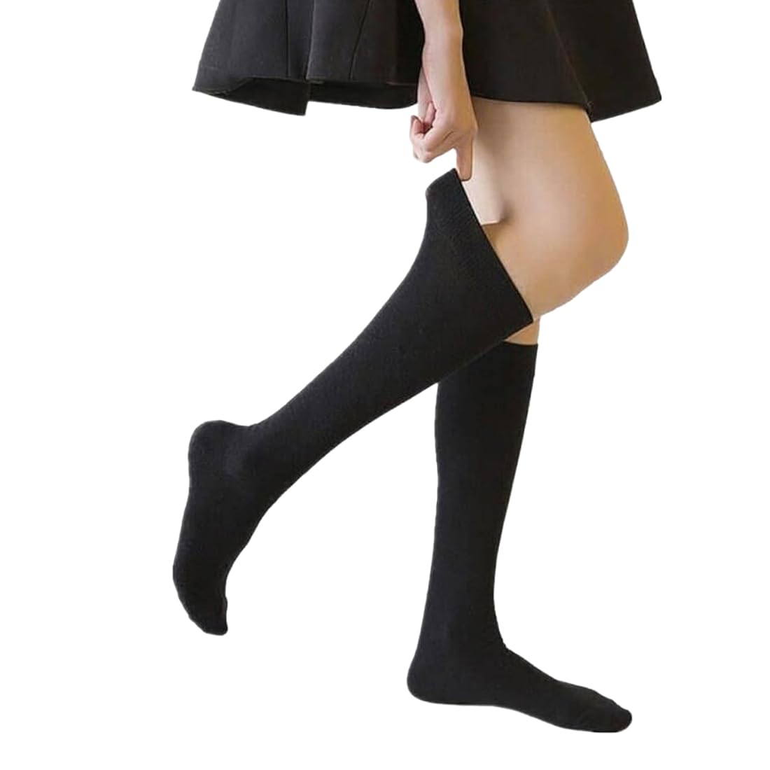 MUKHAKSH (Pack of 2 Pairs = 4 Socks Women Cotton Black Knee Length Knee High Socks - Image 4 thumbnail