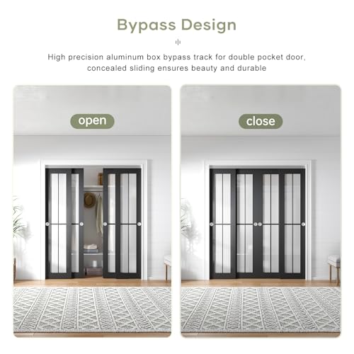 EaseLife 8FT/96in Bypass Double Sliding Pocket Door Hardware Kit,Commercial Grade,Aluminum,Bypassing Closet Doors Track for 4 Door System,Slide Smoothly Quietly,Easy Install,No Door by EaseLife - Used condition - Image 3