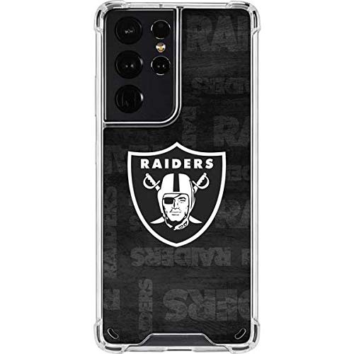 Skinit Clear Phone Case Compatible with Galaxy S21 Ultra 5G - Officially Licensed NFL Las Vegas Raiders Black & White Design