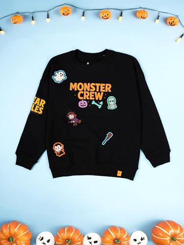 Image of KiddoPanti Boys Solid Round Neck Full Sleeve Fleece Sweatshirt | 60% Cotton 40% Polyester | Soft Warm Winter Pullover | Ribbed Cuffs & Hem | Casual Winter Sweatshirt for Kids