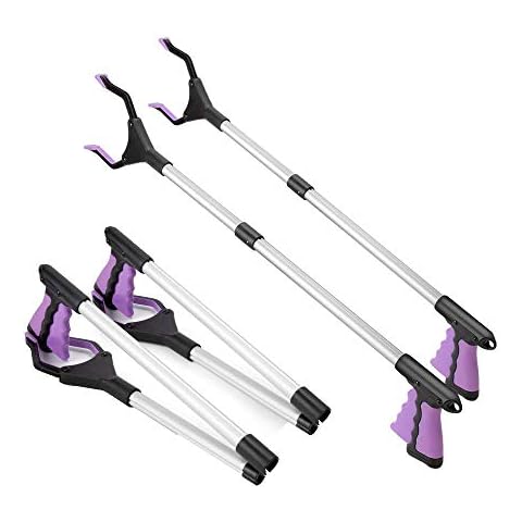 2-Piece Telescopic Clamp, 81cm Folding Telescopic Plier,Extendable Gripper Collect Items,Plump Plier,Garbage Binder, Rubber Clamp Clamp Healthcare Reaching Aid Foldable Cover