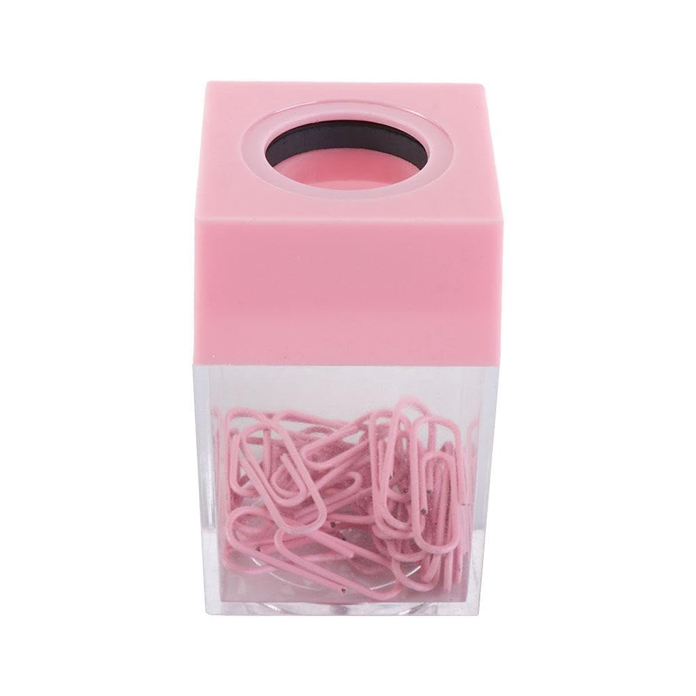 generic 1 Pcs Magnetic Paper Clip Dispenser,Paper Clip Holder Dispenser,Paper Clip Holders,Binder Clip Holder,with 18pcs Paperclips(pink)