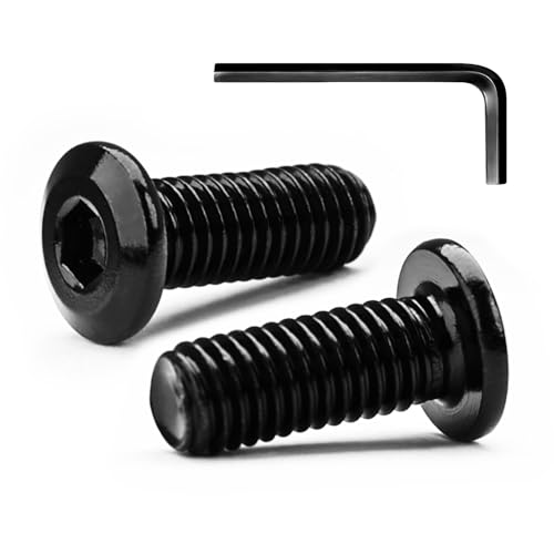 10 juegos de tornillos de cabeza plana M4 x 20 mm, tornillos hexagonales de cabeza plana, A2 V2A, acero inoxidable, óxido negro, tornillos hexagonales para muebles, con llave hexagonal